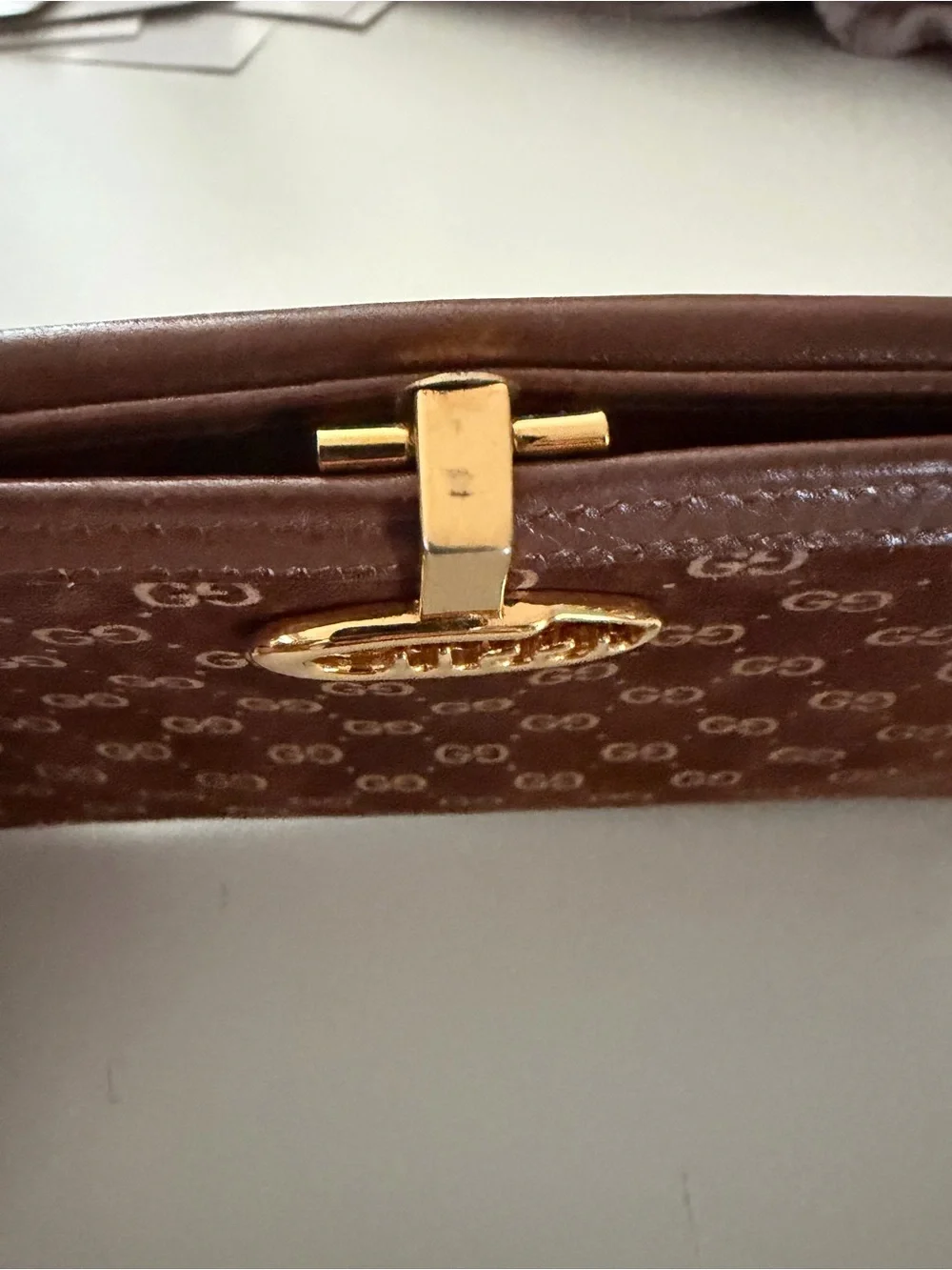 Gucci Brown Vintage GG Monogram Continental Wallet with Gold Accent - Picture 6 of 15